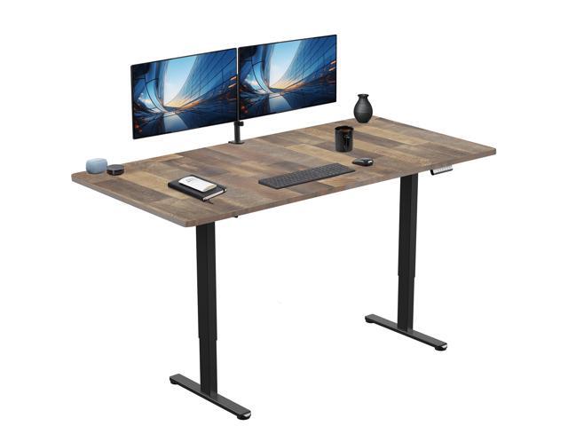 VIVO Electric Dual Motor 71 x 36 Desk, Reclaimed Wood Top, Black Frame