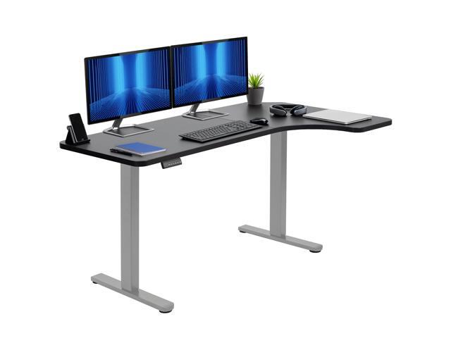 VIVO Electric 58' x 35' Dual Motor Standing Corner Desk, Black Top, Gray Frame