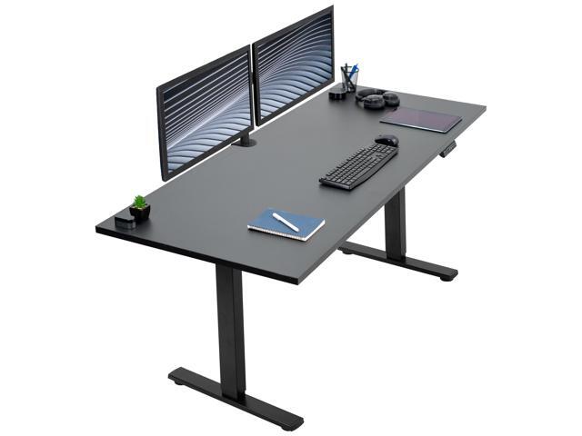 VIVO Electric 71 x 30 Square Corner Desk, Black Table Top, Black Frame