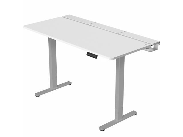 VIVO Electric 60' x 30' Desk, Full Pad, White Hidden Cable Tabletop, Gray Frame