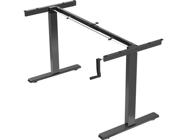 VIVO Black Manual Height Adjustable Stand Up Desk Frame Crank Ergonomic System
