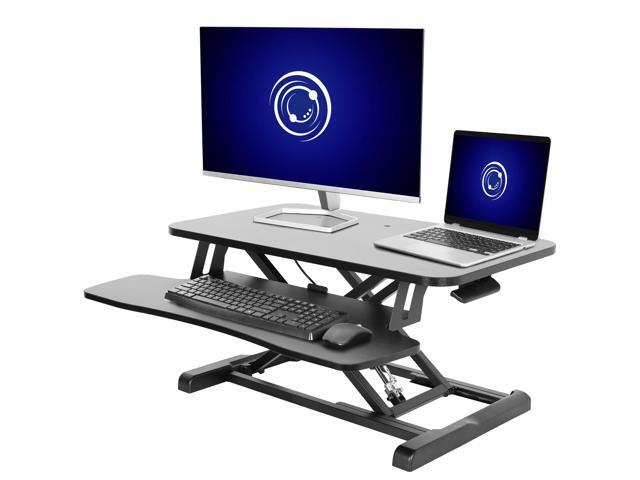 VIVO Black Height Adjustable 28' Standing Desk Monitor Riser, Sit Stand Tabletop