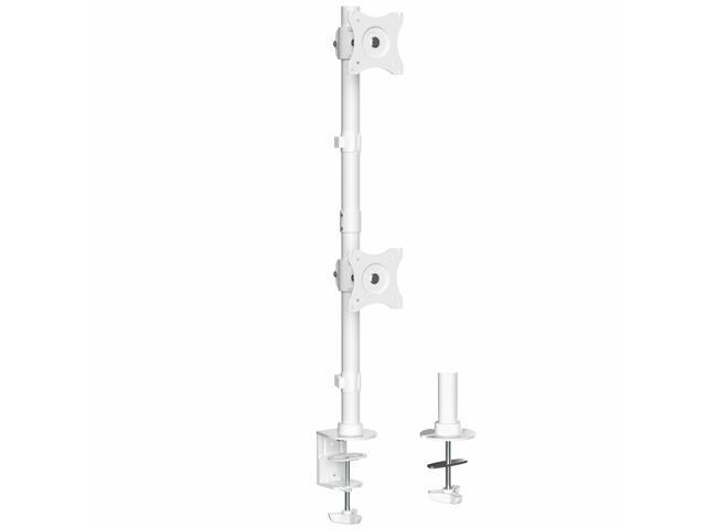 VIVO White Dual Computer Monitor Desk Mount, Vertical Array, 2 Screens up to 34'
