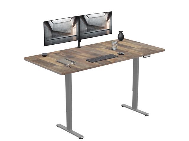 VIVO Electric Dual Motor 71 x 36 Standing Desk, Reclaimed Wood Top, Gray Frame