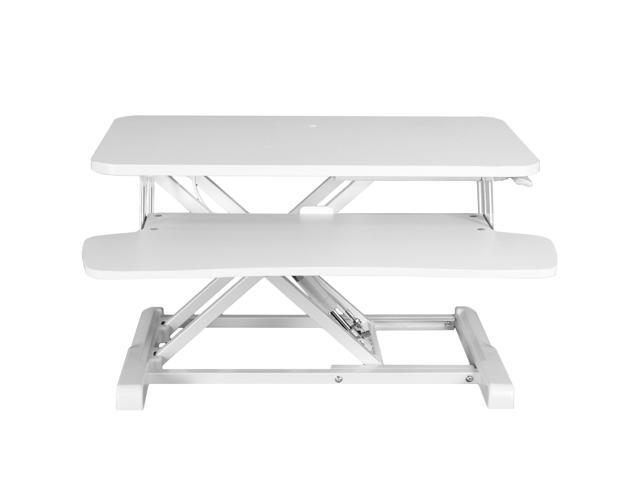 VIVO White Height Adjustable 28' Standing Desk Monitor Riser, Sit Stand Tabletop