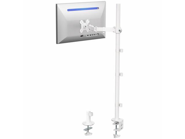 VIVO White Single Monitor Tall Adjustable Mount, Fits Computer Screens up to 27'