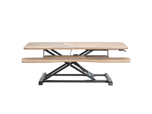 VIVO Reclaimed Wood Height Adjustable 42' Standing Desk Riser Sit Stand Tabletop