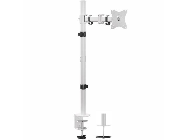 White Single Monitor Desk Mount Extra Tall Adjustable Stand for up to 32' Screen