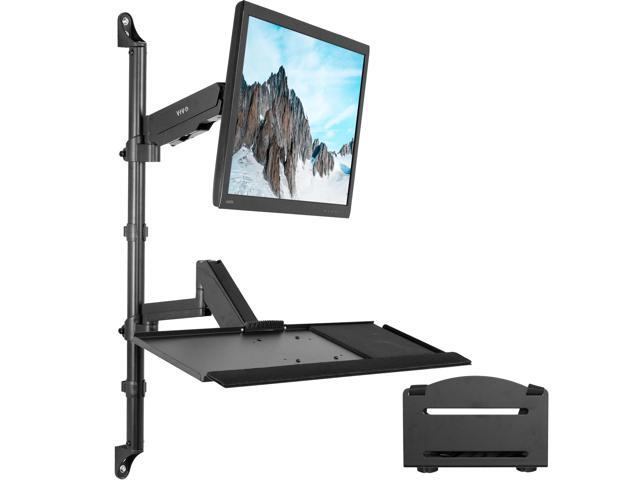 VIVO Sit-Stand Height Adjustable Pneumatic Arm Wall Mount for 1 Screen up to 32'