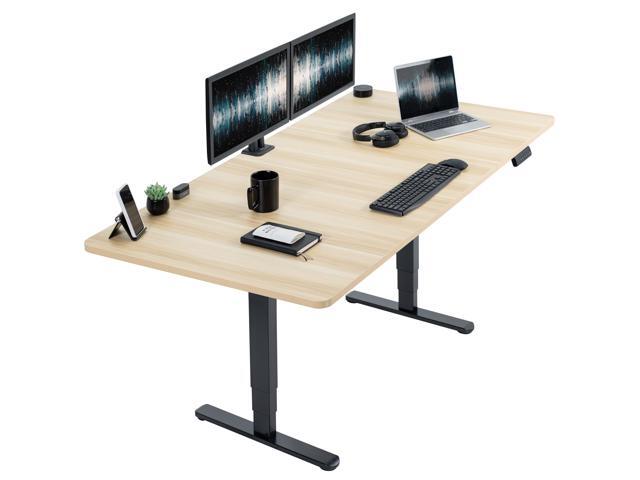 VIVO Electric 71 x 36 Stand Up Desk, Light Wood Table Top, Black Frame