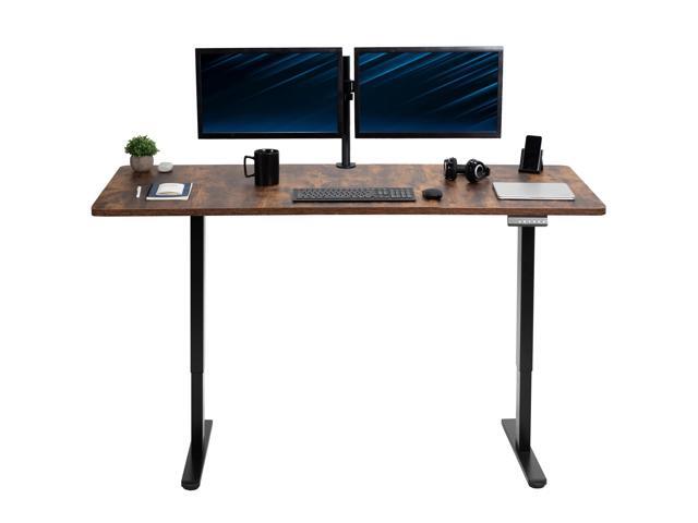 VIVO Electric Dual Motor 71 x 30 Standing Desk, Vintage Brown Top, Black Frame