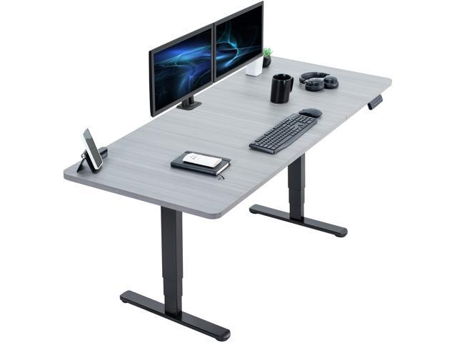 VIVO Electric 71 x 30 Stand Up Desk, Dark Gray Table Top, Black Frame