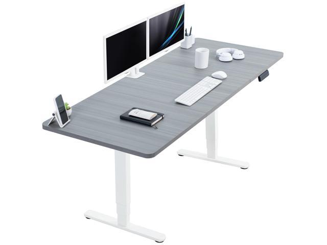 VIVO Electric 71 x 30 Stand Up Desk, Dark Gray Table Top, White Frame