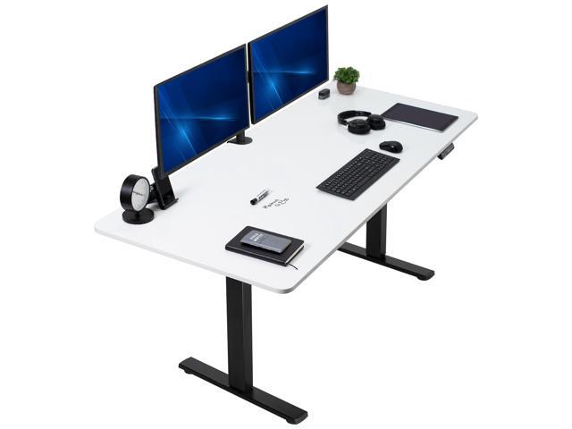 VIVO Electric 71 x 30 Stand Up Desk, White Dry Erase Table Top, Black Frame