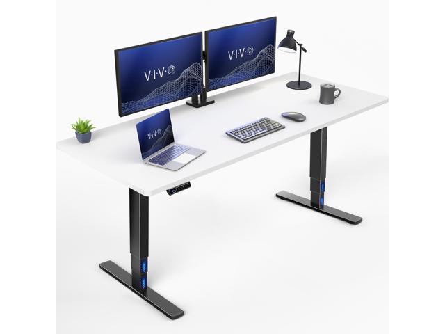 VIVO Electric 71' x 30' Stand Up Desk Workstation, White Table Top, Black Frame