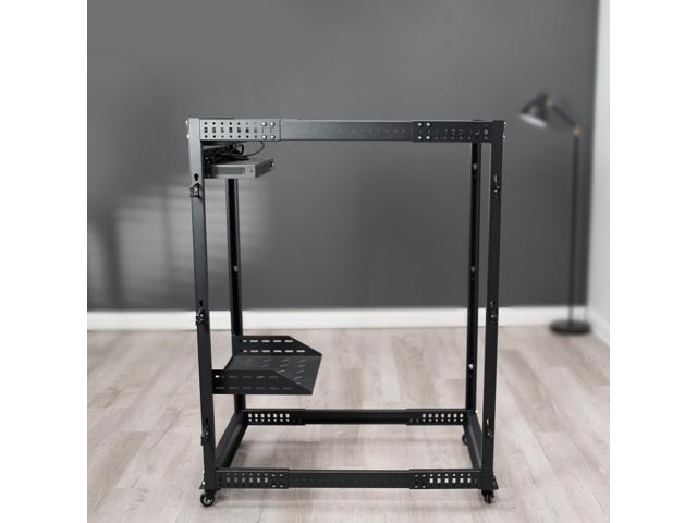VIVO 25U Open Frame Adjustable Server Rack (22' to 40'), 4 Post Mobile Data Holder (CART-SR25U)