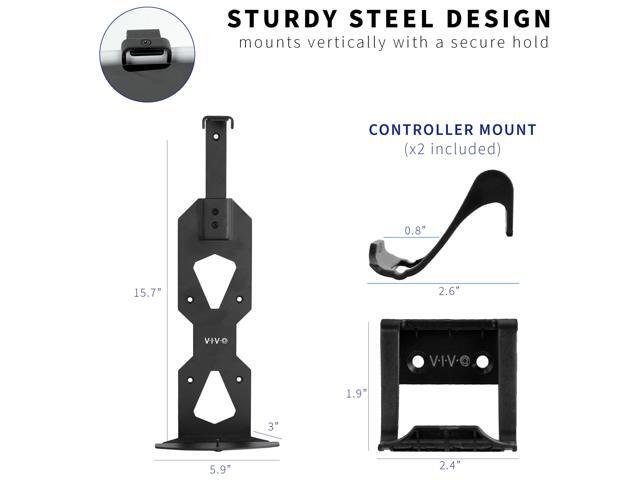 VIVO Black Steel Wall Mount Designed for PS5 Console, 2 Controller Mounts