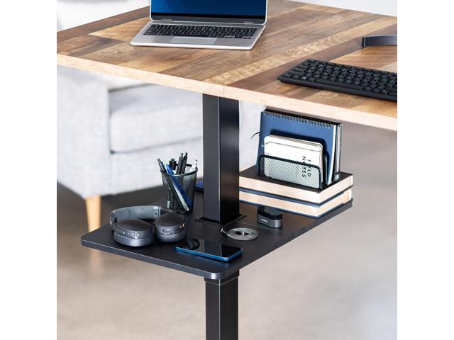 VIVO Black Adjustable Under Desk 16' x 12' Leg Shelf, Hidden Storage Tray