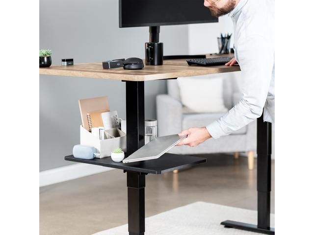 VIVO Black Adjustable Under Desk 16' x 12' Leg Shelf, Hidden Storage Tray