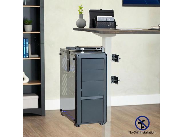 VIVO Steel Adjustable Clamp-on Desk Leg PC Mount, Computer Case CPU Holder
