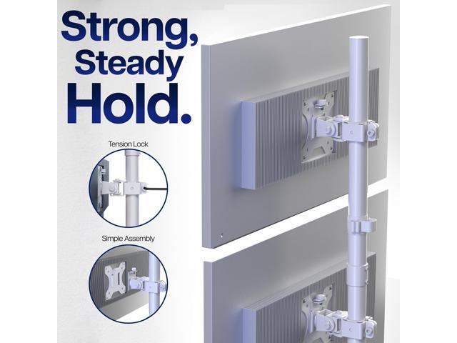 White Dual LCD Monitor Desk Mount Stand, Stacked Vertical 2 Screens up to 34'