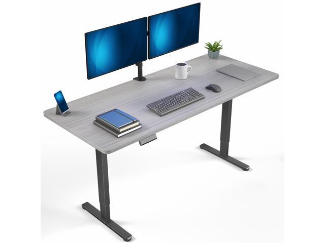 VIVO Dual Motor 71 x 30 Standing Desk, 1-Piece Dark Gray Top, Black Frame