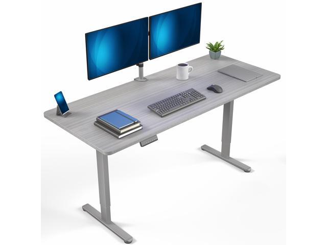 VIVO Dual Motor 71 x 30 Standing Desk, 1-Piece Dark Gray Top, Gray Frame