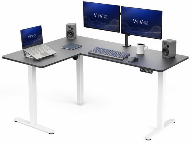 VIVO Black / White Electric 63' x 47' Corner Standing Desk