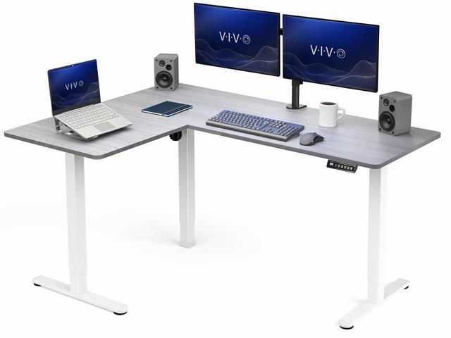 VIVO Gray / White Electric 63' x 47' Corner Standing Desk
