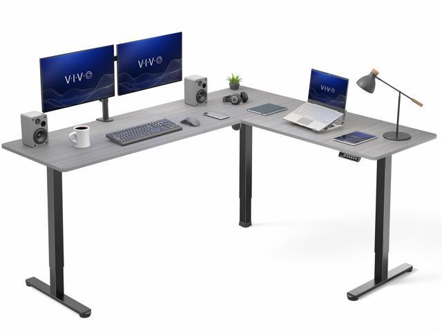 VIVO Gray / Black Electric 75' x 63' Corner Standing Desk, L-Shaped Workstation