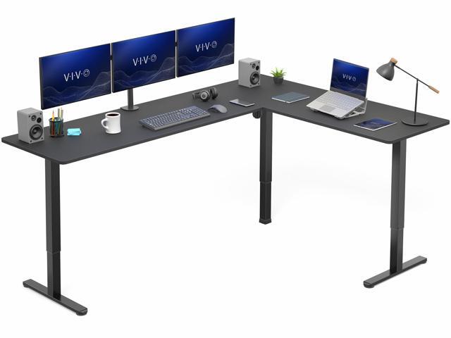VIVO Black Electric 84' x 63' Corner Standing Desk, L-Shaped Workstation