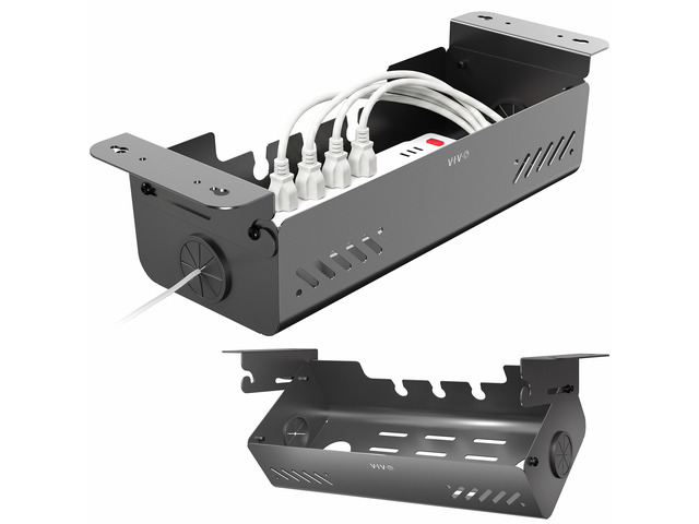 VIVO 19.4' Screw-On Under Desk Cable Management Box, Flip-Open Lid, Holds 11lbs