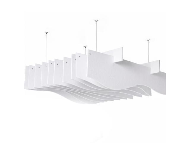 VIVO White 47 x 14 Sound Absorber Panel, Acoustic Ceiling Waffle Wave