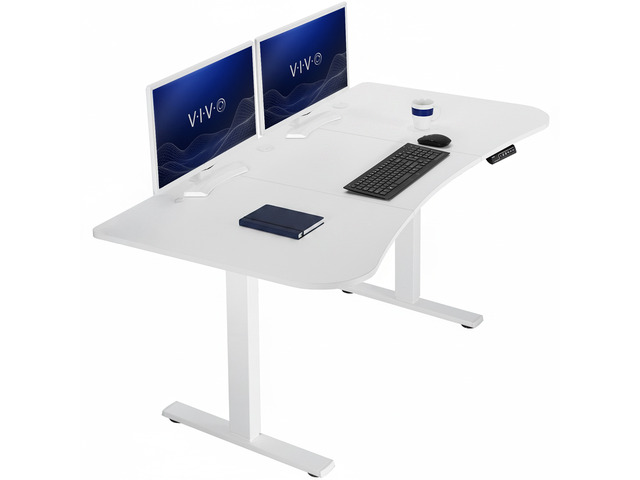 VIVO Electric 63 x 32 Stand Up Desk, White Table Top, White Frame
