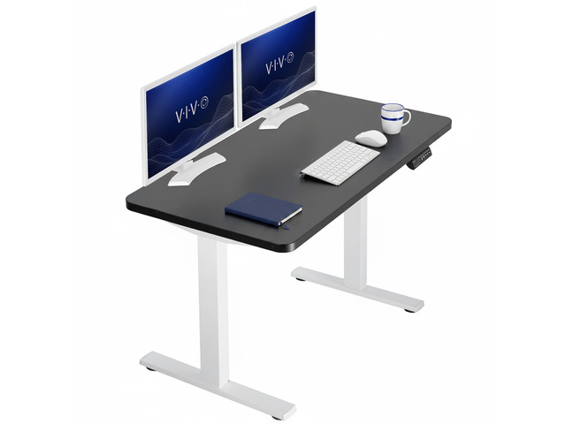VIVO Electric 43 x 24 Stand Up Desk Black Table Top, White Frame