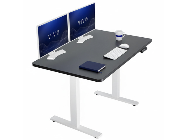 VIVO Electric 48' x 30' Stand Up Desk / Black Table Top, White Frame
