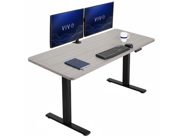 VIVO Electric 60 x 24 Stand Up Desk Dark Gray Table Top, Black Frame