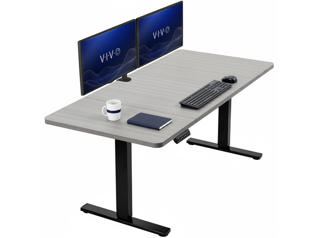 VIVO Electric 60 x 30 Stand Up Desk Workstation, Dark Gray Top, Black Frame