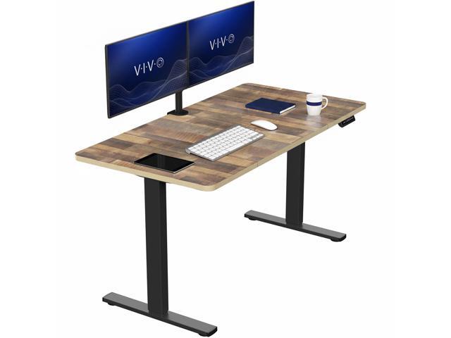 VIVO Electric 60 x 30 Stand Up Desk, Reclaimed Wood Top, Black Frame