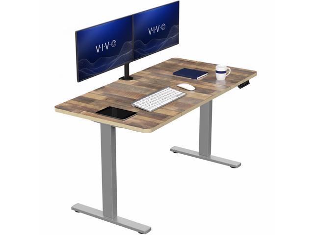 VIVO Electric 60 x 30 Stand Up Desk, Reclaimed Wood Top, Gray Frame
