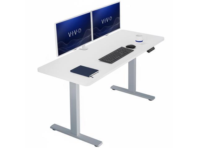 VIVO Electric 60 x 24 Stand Up Desk, White Table Top, Gray Frame