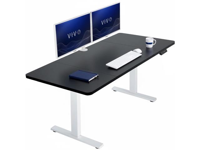 VIVO Electric 60 x 30 Stand Up Desk Workstation, Black Table Top, White Frame