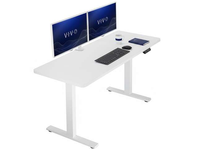 VIVO Electric 60 x 24 Stand Up Desk White Table Top, White Frame
