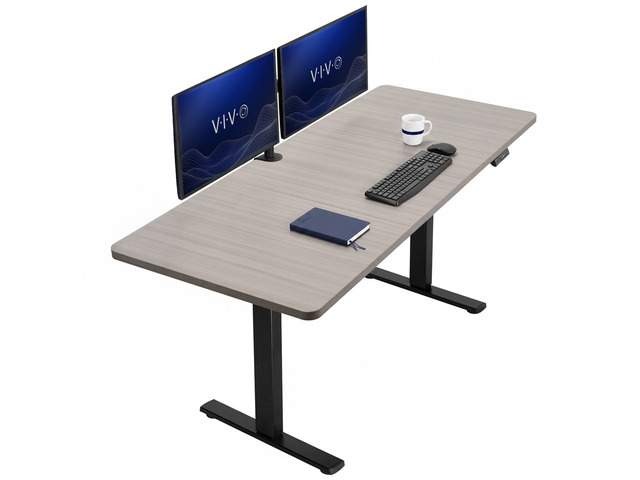 VIVO Electric 71 x 30 Stand Up Desk, Dark Gray Table Top, Black Frame