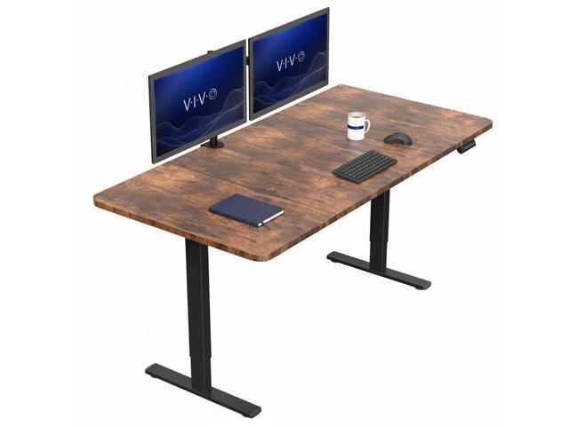 VIVO Electric 71x36 Stand Up Desk, Rustic Vintage Brown Table Top, Black Frame