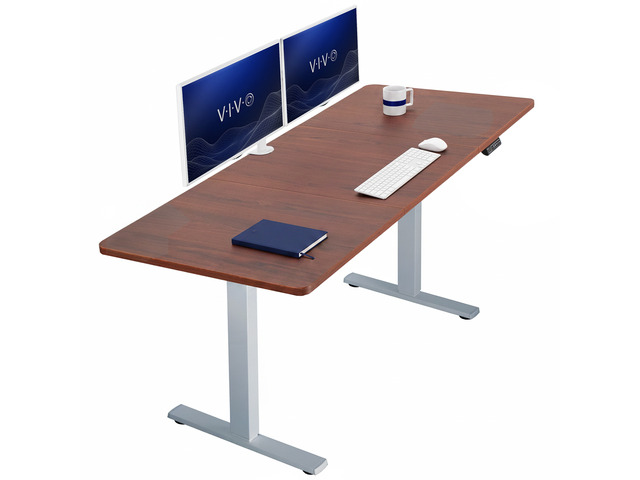VIVO Electric 71 x 30 Stand Up Desk, Dark Walnut Table Top, Gray Frame