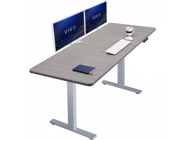 VIVO Electric 71 x 30 Stand Up Desk, Dark Gray Table Top, Gray Frame