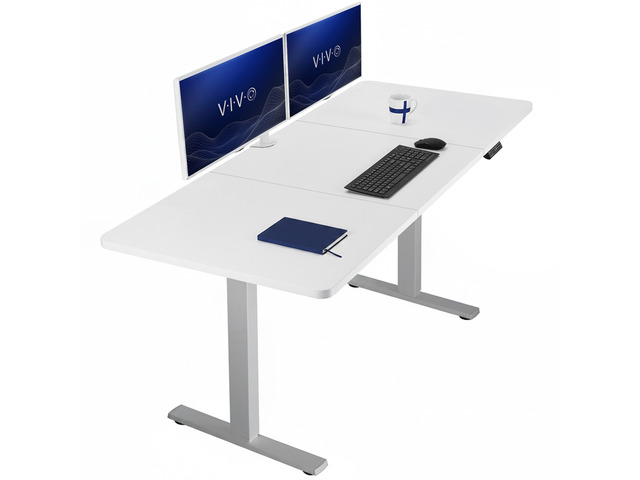 VIVO Electric 71 x 30 Stand Up Desk Workstation, White Table Top, Gray Frame