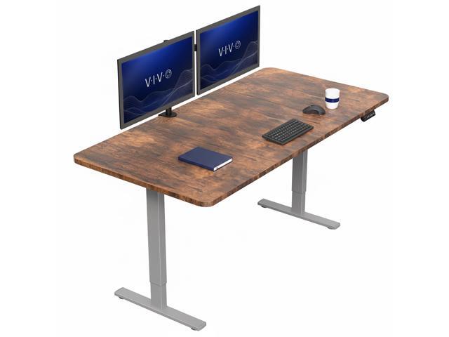 VIVO Electric 71 x 36 Stand Up Desk, Vintage Brown Table Top, Gray Frame