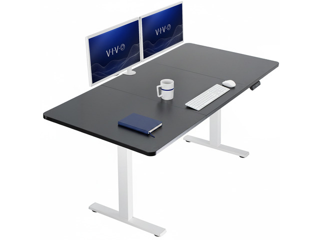 VIVO Electric 71 x 36 Stand Up Desk, Black Table Top, White Frame